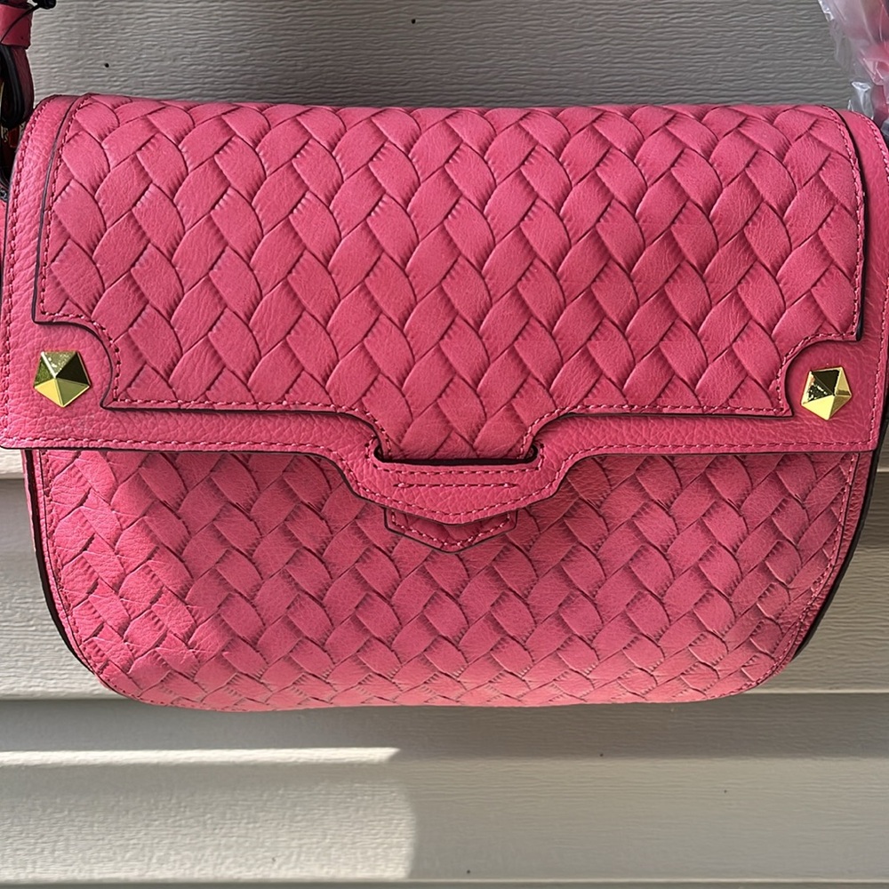 Pink leather crossbody bag